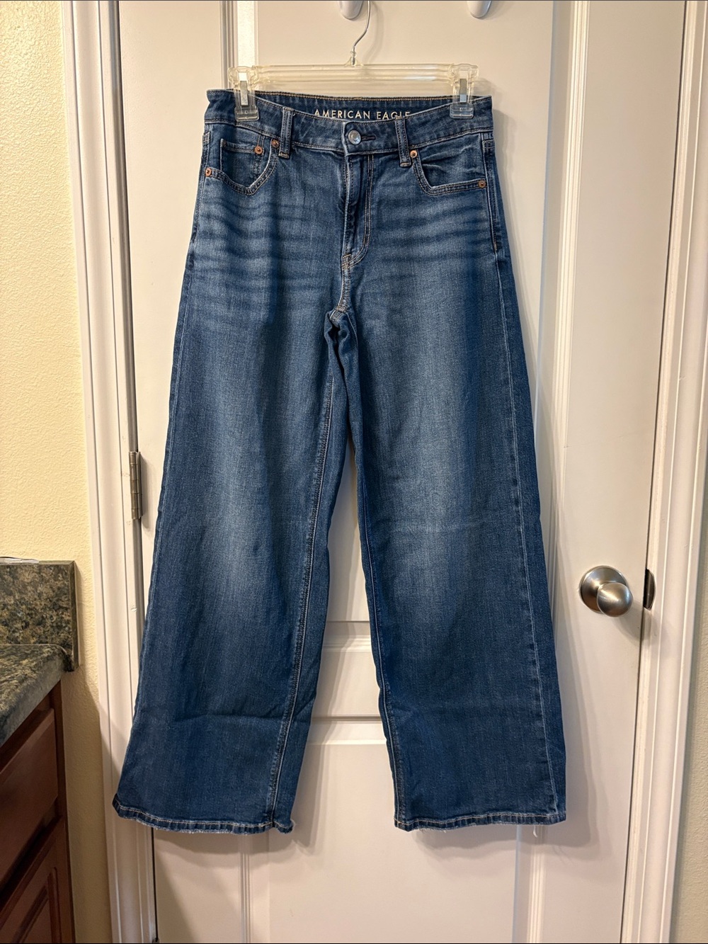American Eagle Low Rise Baggy Wide Leg Jean Size 0 Regular